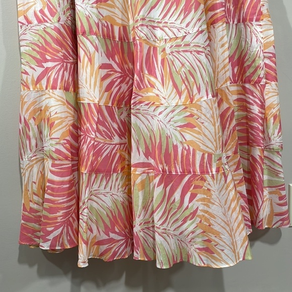 Ruby Rd. Woman A-Line Maxi Tiered Pull On Skirt Palm Fronds 24W - Picture 3 of 14